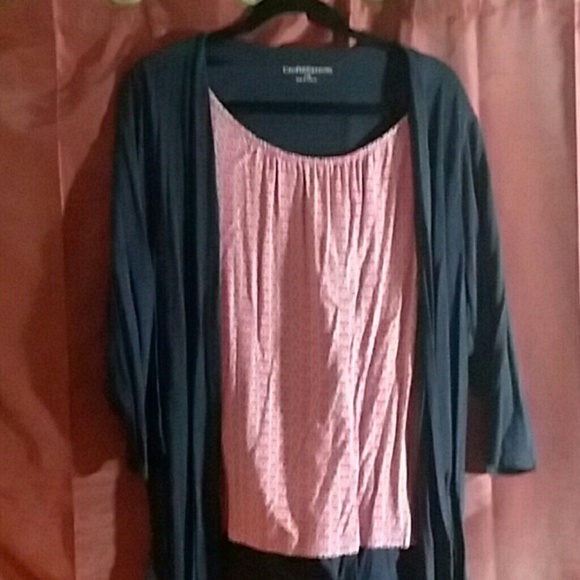 Croft & Barrow Tops - Blue and pink top. One piece. 1x Plus size.